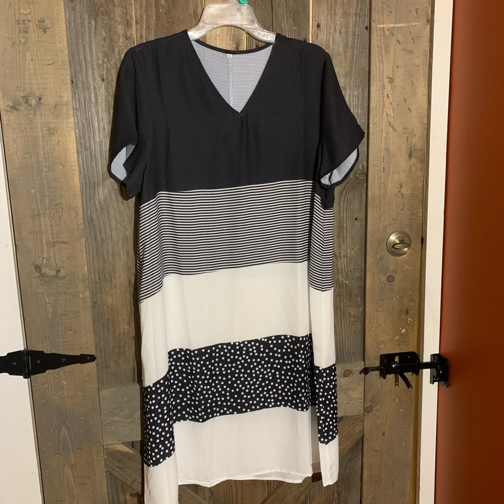 Black and white shirt dress